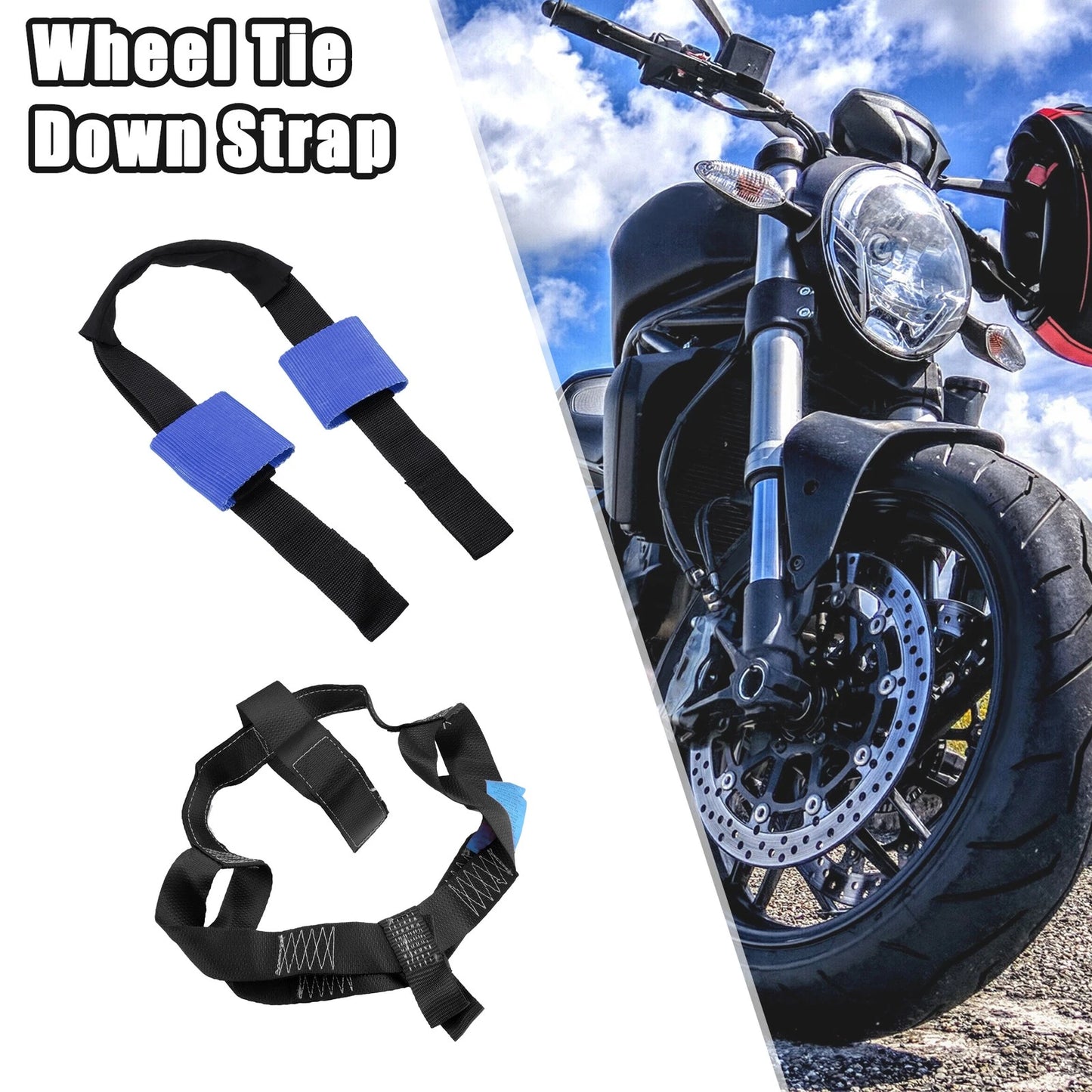 1x Set Front Rear Wheel Transport Tie Down Strap for Motorcycle