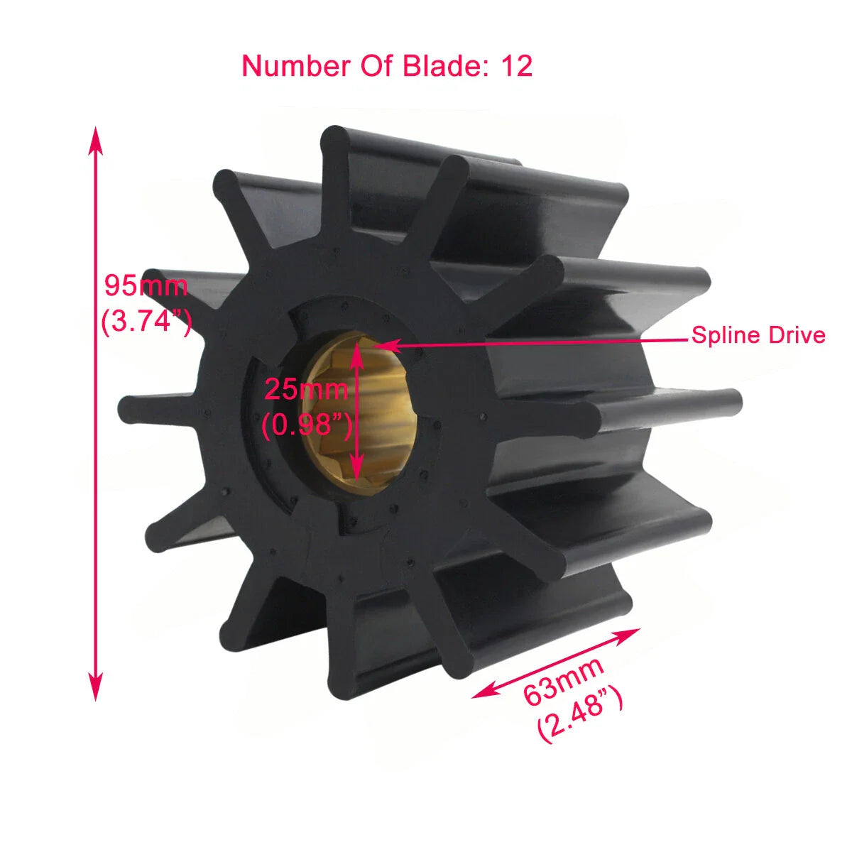 Impeller Kit for Jabsco Profile Q Spline Drive Neoprene CAT Volvo Penta