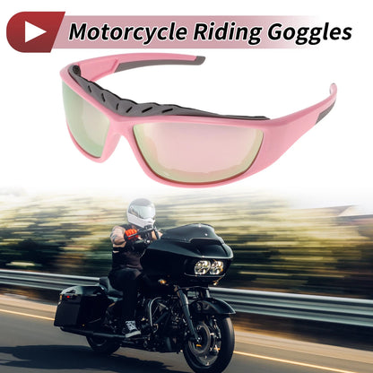 Motorcycle Riding Goggles Pink Lens Pink Frame Tri-acetel Cellulose PC UV400