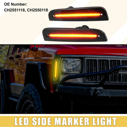 LED Side Marker Light for Jeep Cherokee - Amber Black 1 Pair (2014-2023)