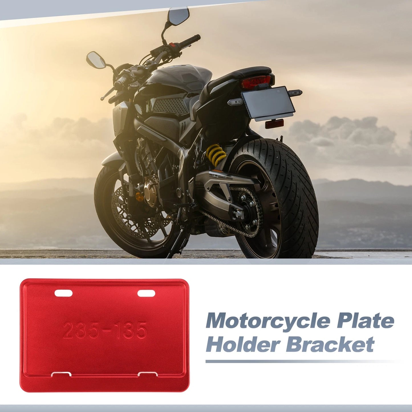 Plate Holder Bracket Aluminum Alloy Red 26x10 mm for Motorcycle