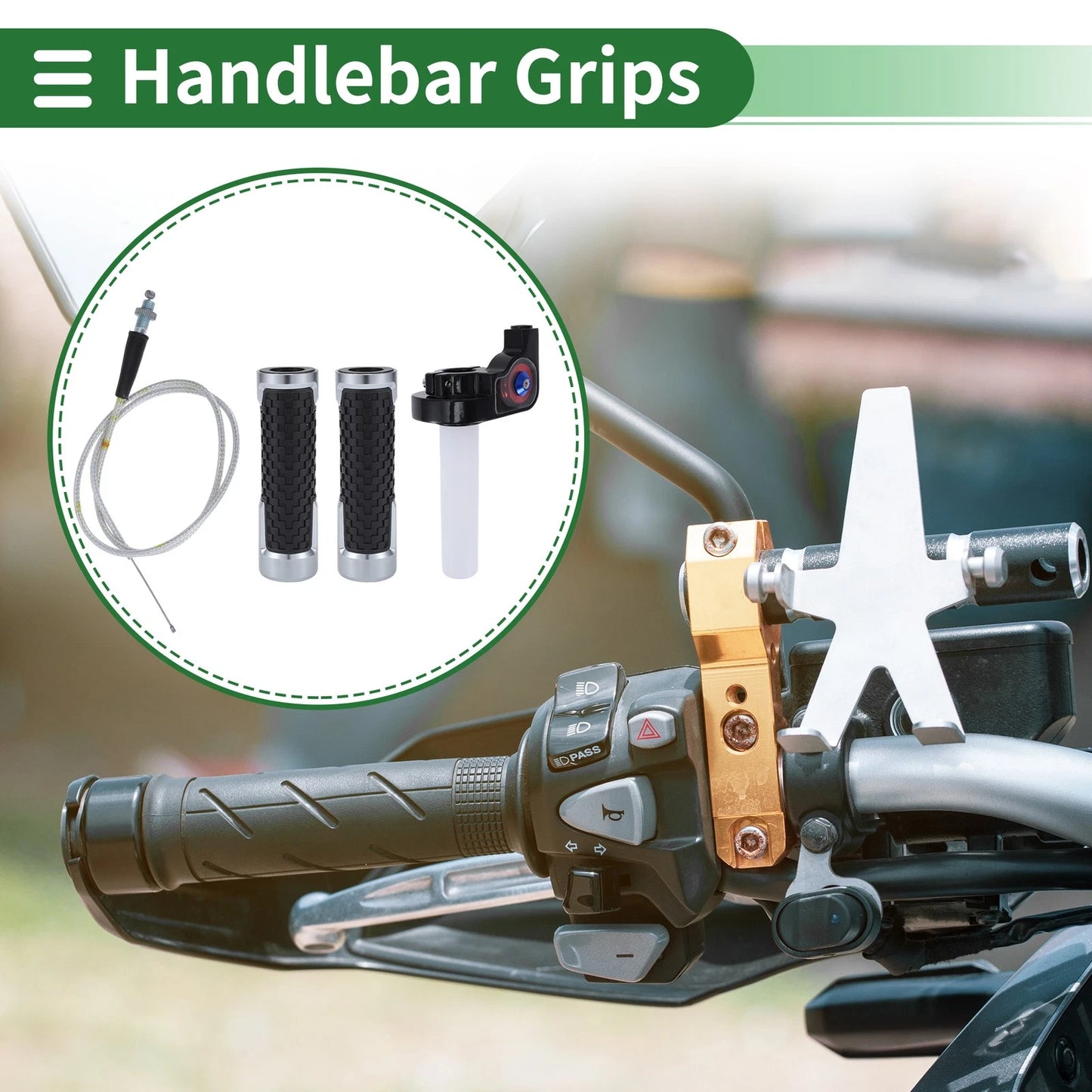 7/8" 22mm Hand Grips Cover Aluminum Alloy and Rubber for Motorcycle