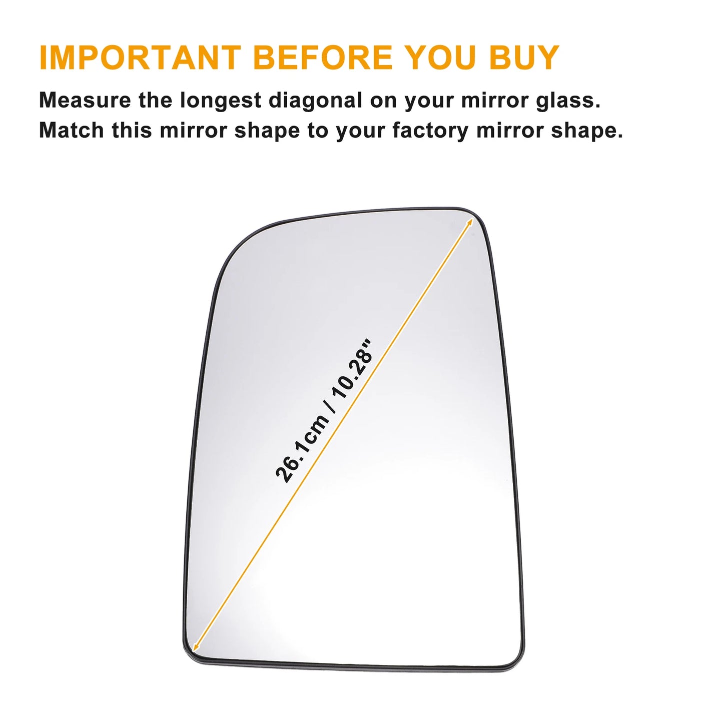 Left Upper White Mirror Glass w/ Back Non-heated for Mercedes Sprinter (2006-2011)
