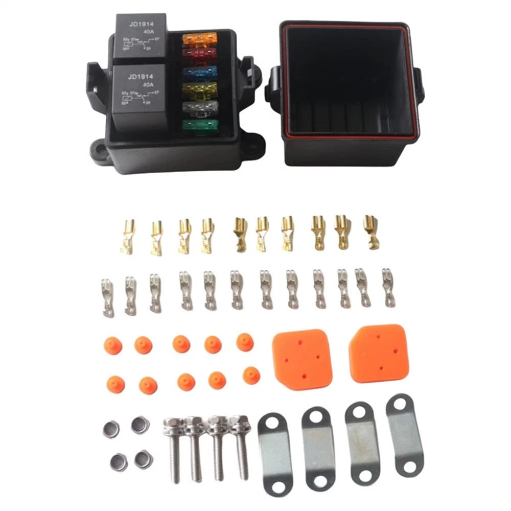 6-Way 24V Fuse Relay Box with 5-Pin 40A Relays & Fuses for Universal Use