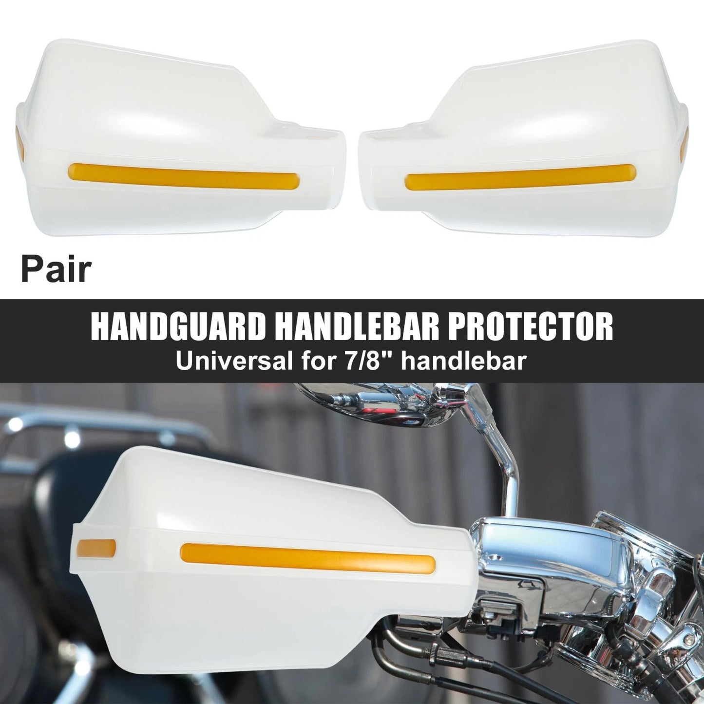Pair 7/8" Handguard Windshield Deflector Protector White for Universal