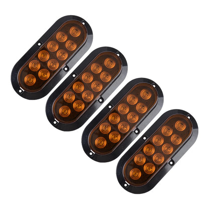 4Pcs 10LED Oval Truck Trailer Turn Signal Tail Reverse Brake Lights