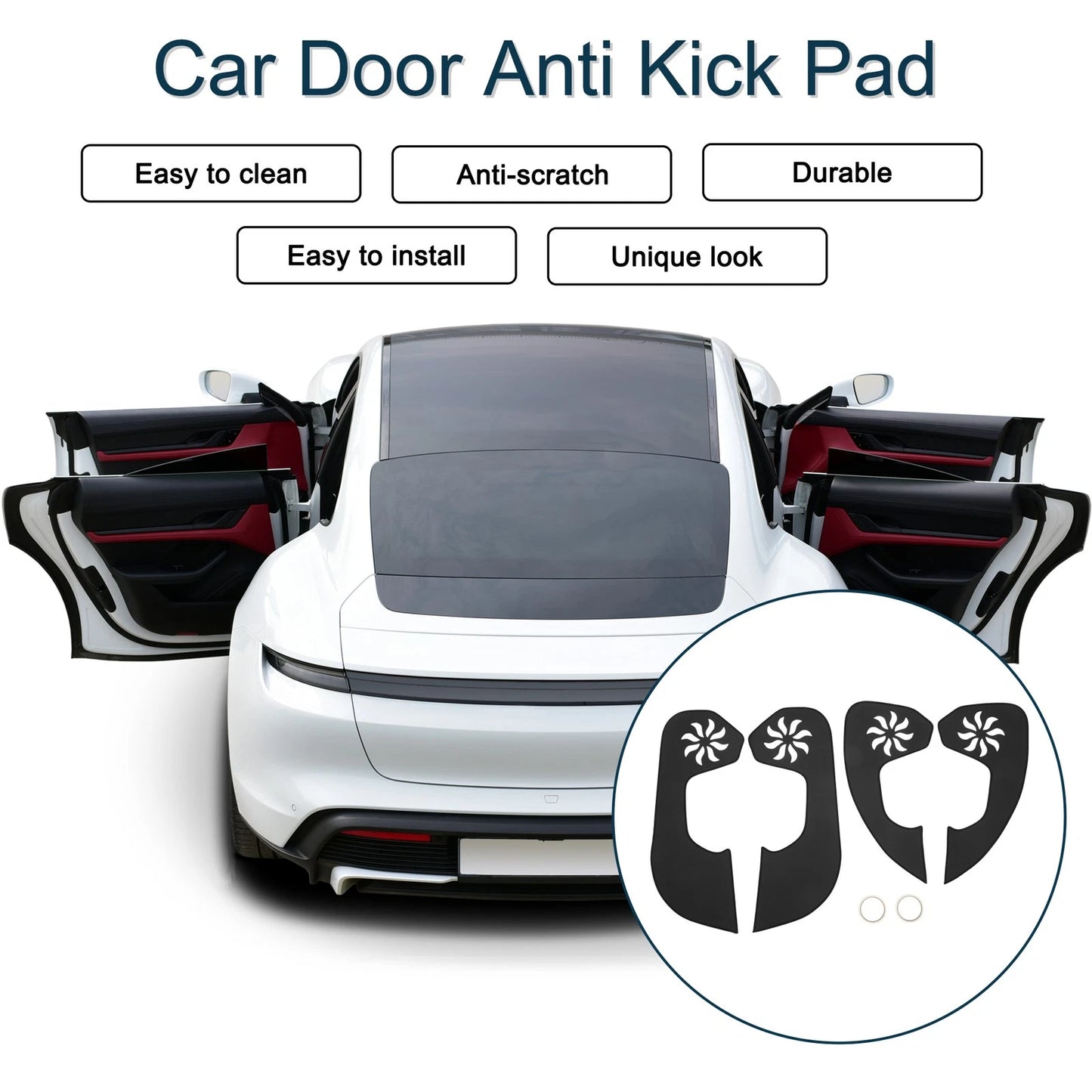 Car Door Anti Kick Pad Sticker Protector for Jeep Compass (2017) - Black Set