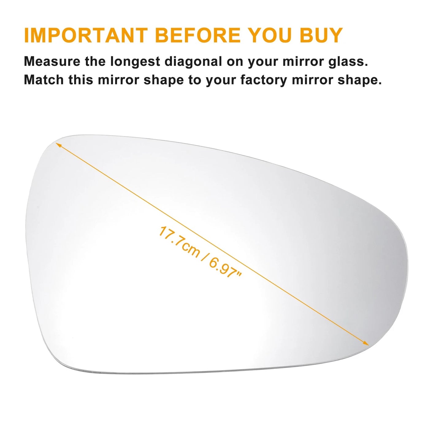 Right Side Heated White Mirror Glass for KIA Ceed (2018-2022)