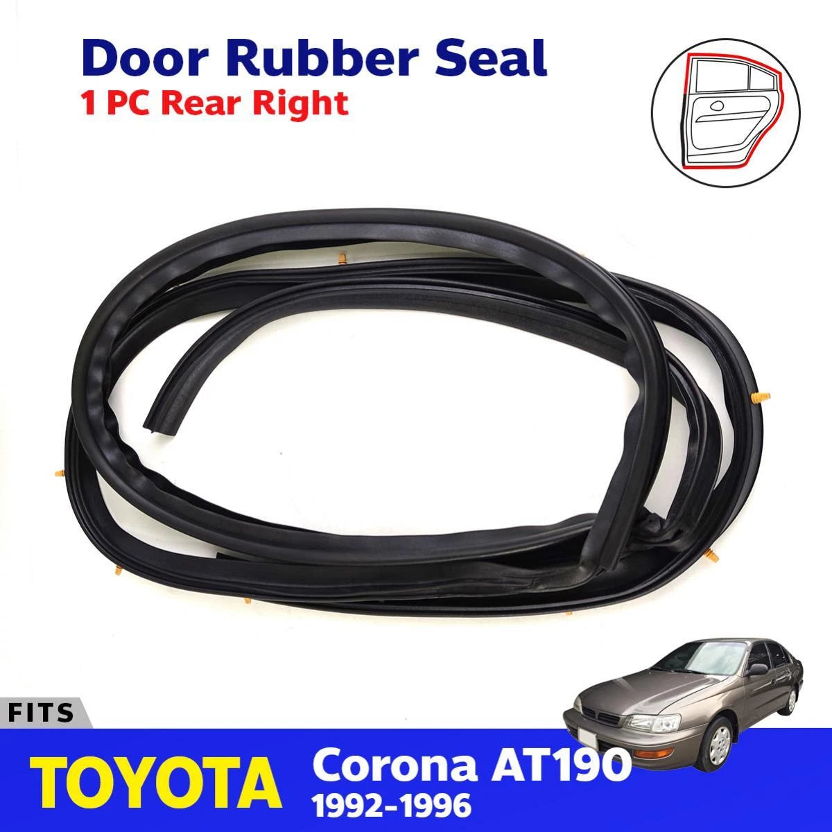 Door Rubber Seal Weatherstrip Rear RH Fits Toyota Corona AT190 Sedan 1992-96 D08
