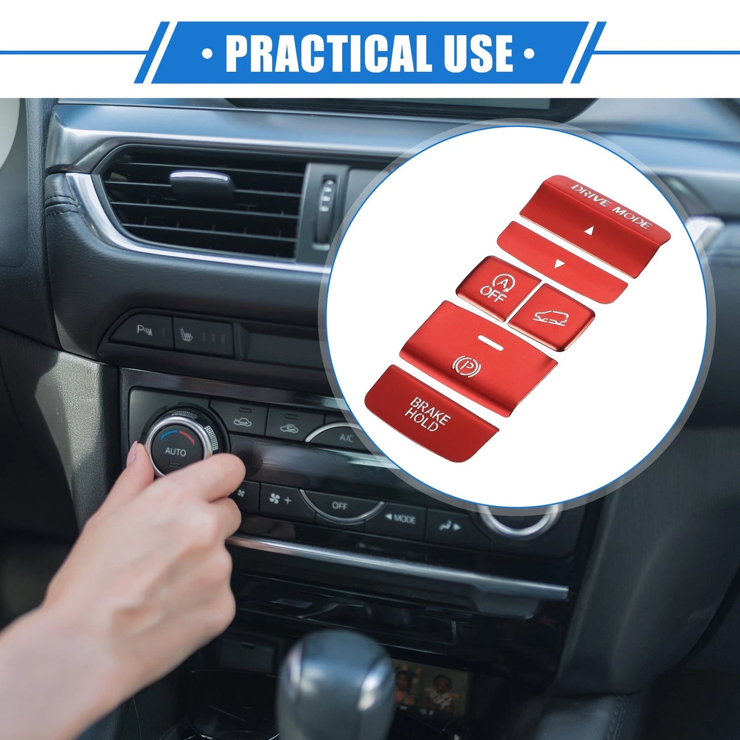 6Pcs Handbrake Button Cover Trim for Honda CR-V (2023)