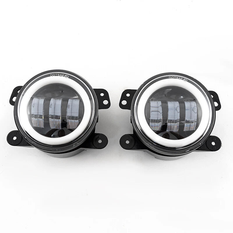 4" Round LED Fog Light Halo Driving Lamp Assembly for Jeep Wrangler JK TJ LJ