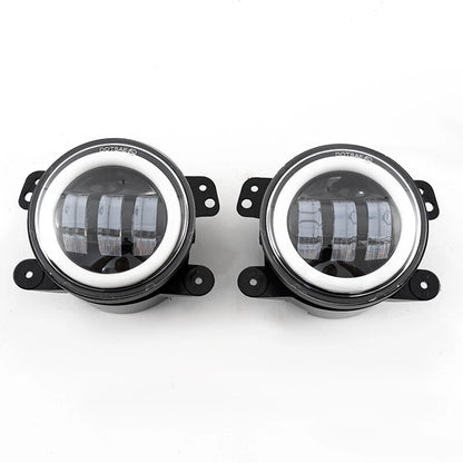 4" Round LED Fog Light Halo Driving Lamp Assembly for Jeep Wrangler JK TJ LJ