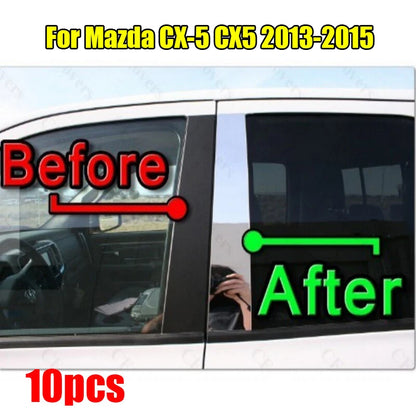 Chrome Pillar Trim Door Cover Mirrored Post / 10pcs for Mazda CX-5 (2013-2015)