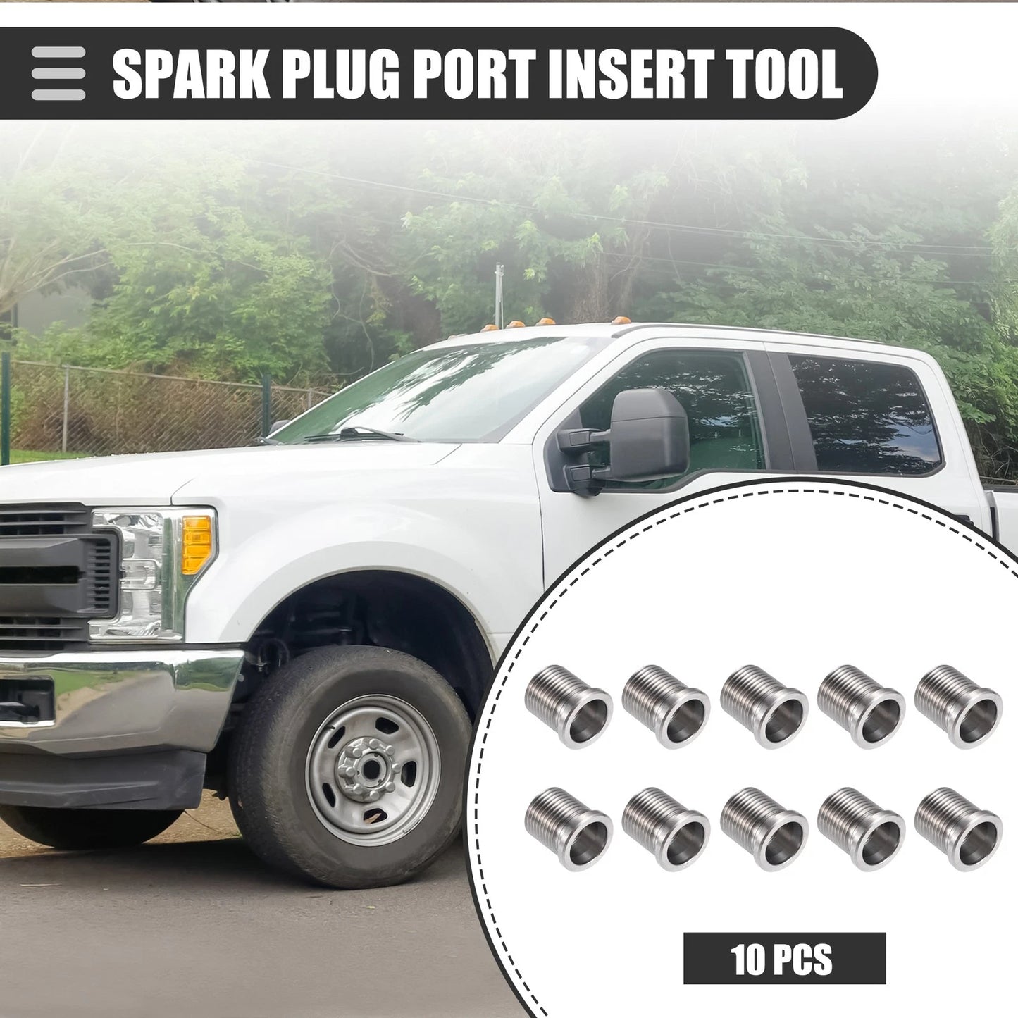 10 Pcs 14mm Spark Plug Port Insert Tool for Ford Triton 4.6L 5.4L (2000-2010)