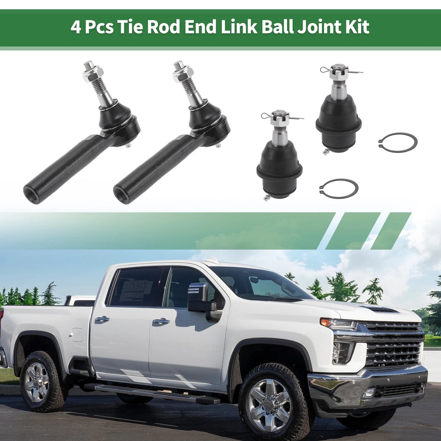 4 x Front Suspension Kit Tie Rod Ends Ball Joint for Chevrolet Silverado 1500