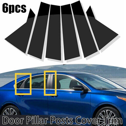 Gloss Black Door Window Pillar Post Cover Trim for Kia Forte Sedan (2019-2023)