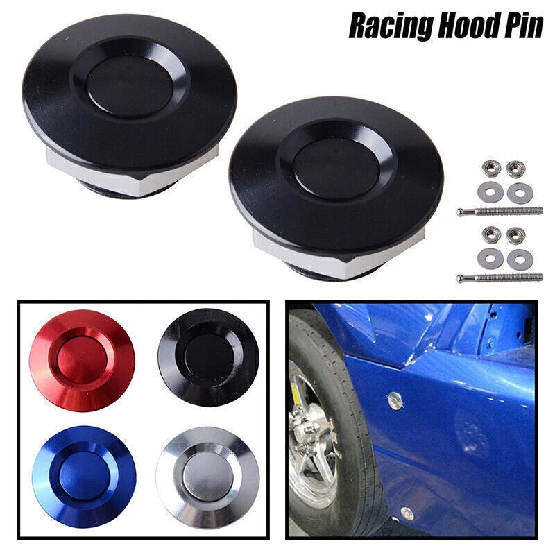 Push Button Quick Release Hood Pins for Universal Cars - Black