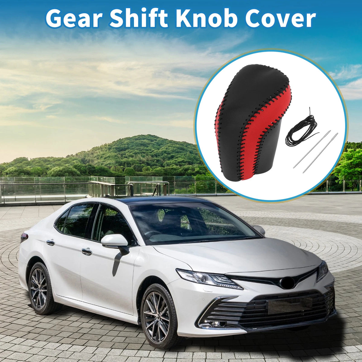 Gear Shift Knob Cover for Toyota Camry (2018-2024) Black Red