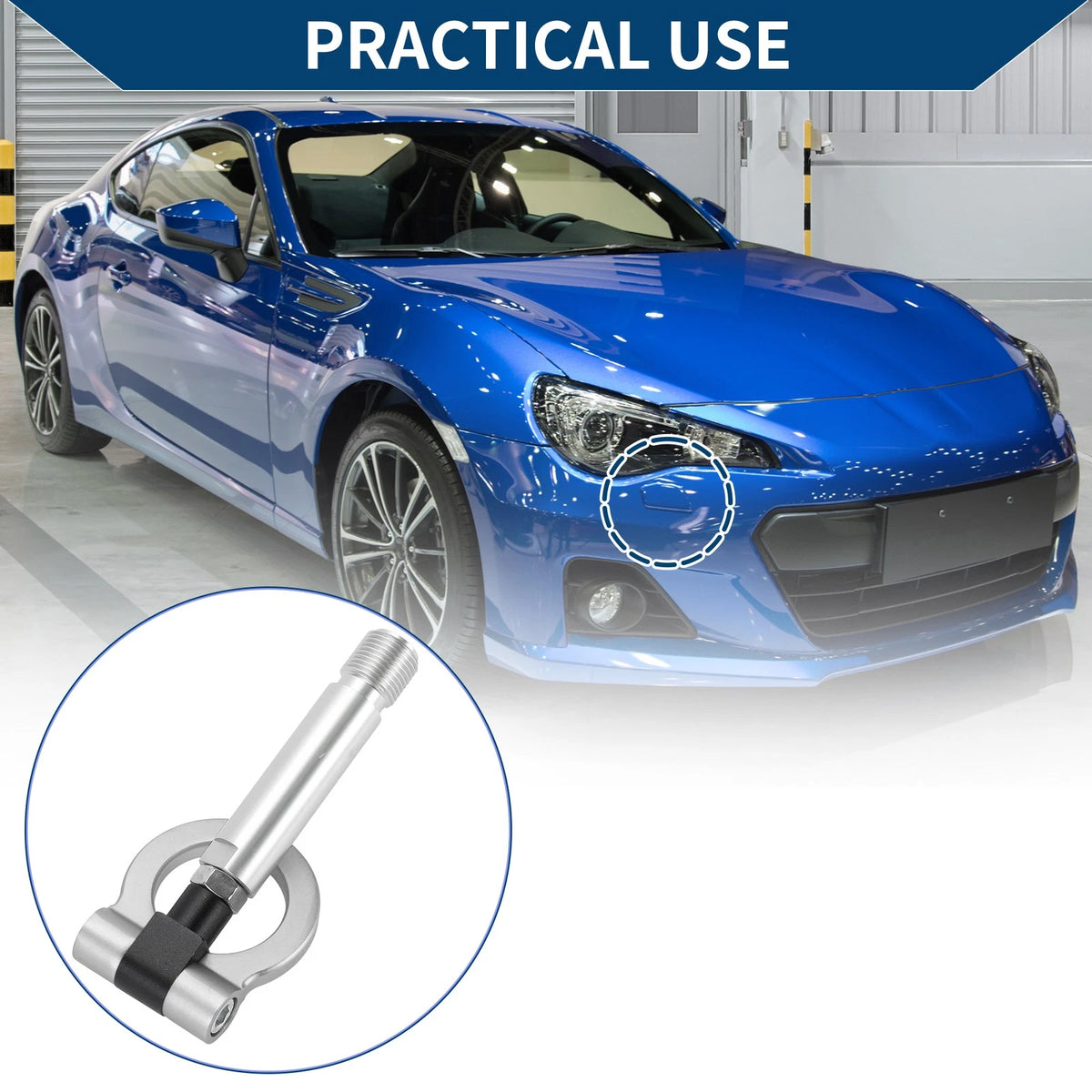 Tow Hook for Toyota Yaris (2020-2023) - 23cm Metal Towing Hook Ring 1 x Silver