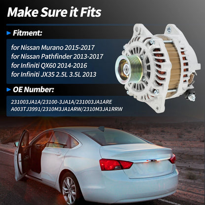 Alternator for Nissan Murano, Pathfinder, Infiniti QX60, JX35 (2011-2021)