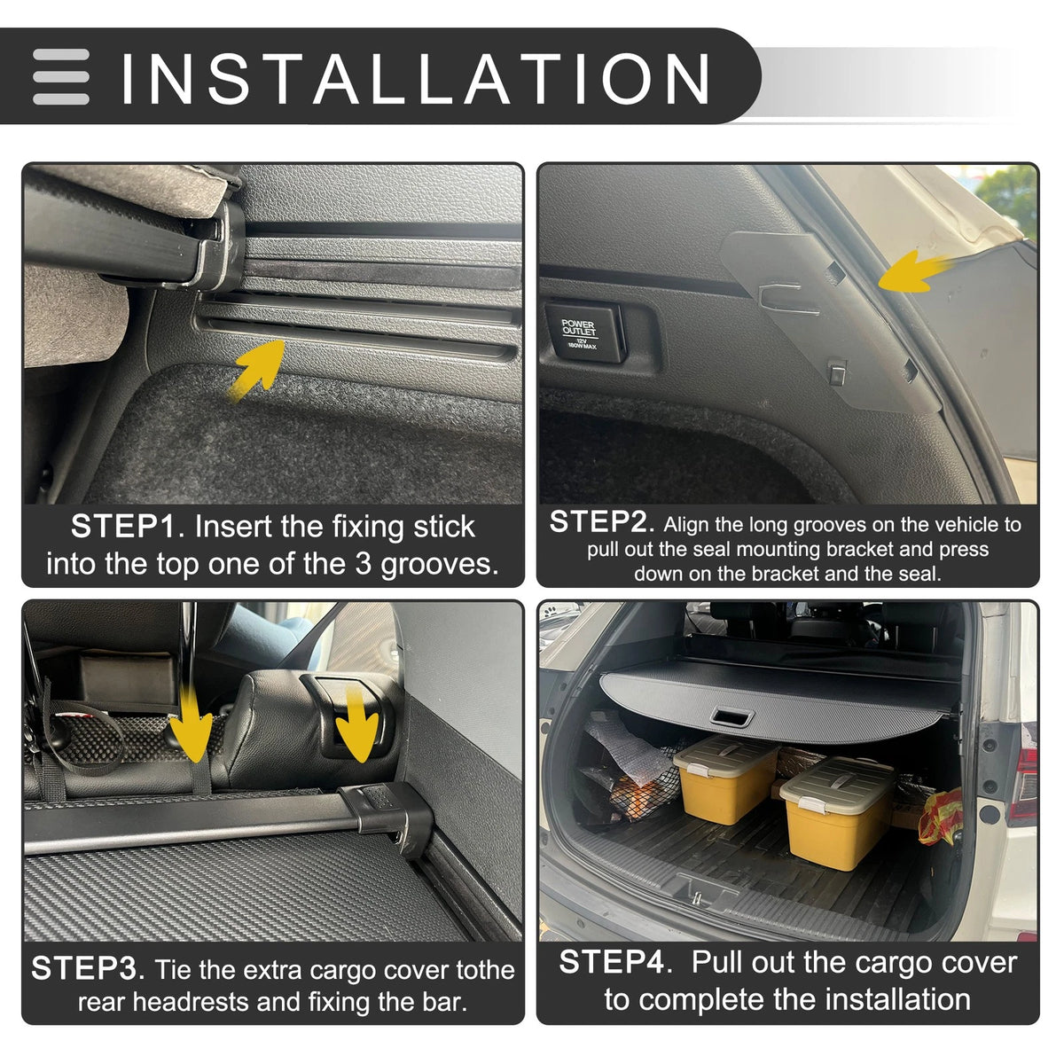 Retractable Cargo Cover for Honda HR-V 2015-2022 Rear Trunk Gloss Black