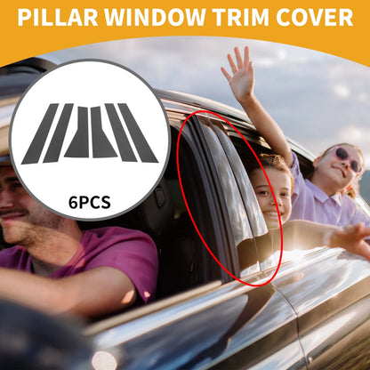 6 Pcs Black Carbon Fiber Car Pillar Window Trim Cover for Subaru Forester (19-23)