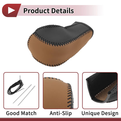 Car Gear Shift Knob Cover 1Pc for Ford Edge (2011-2014) Brown Faux Leather