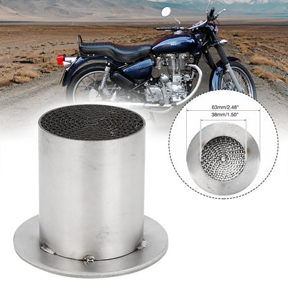 42mm Universal Motorcycle Exhaust Pipe Baffle Muffler Silver Tone