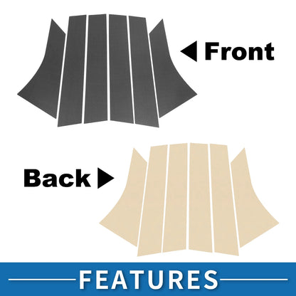 6pcs Door Pillar Window Trim for Ford Focus (2012-2019) Carbon Fiber Black