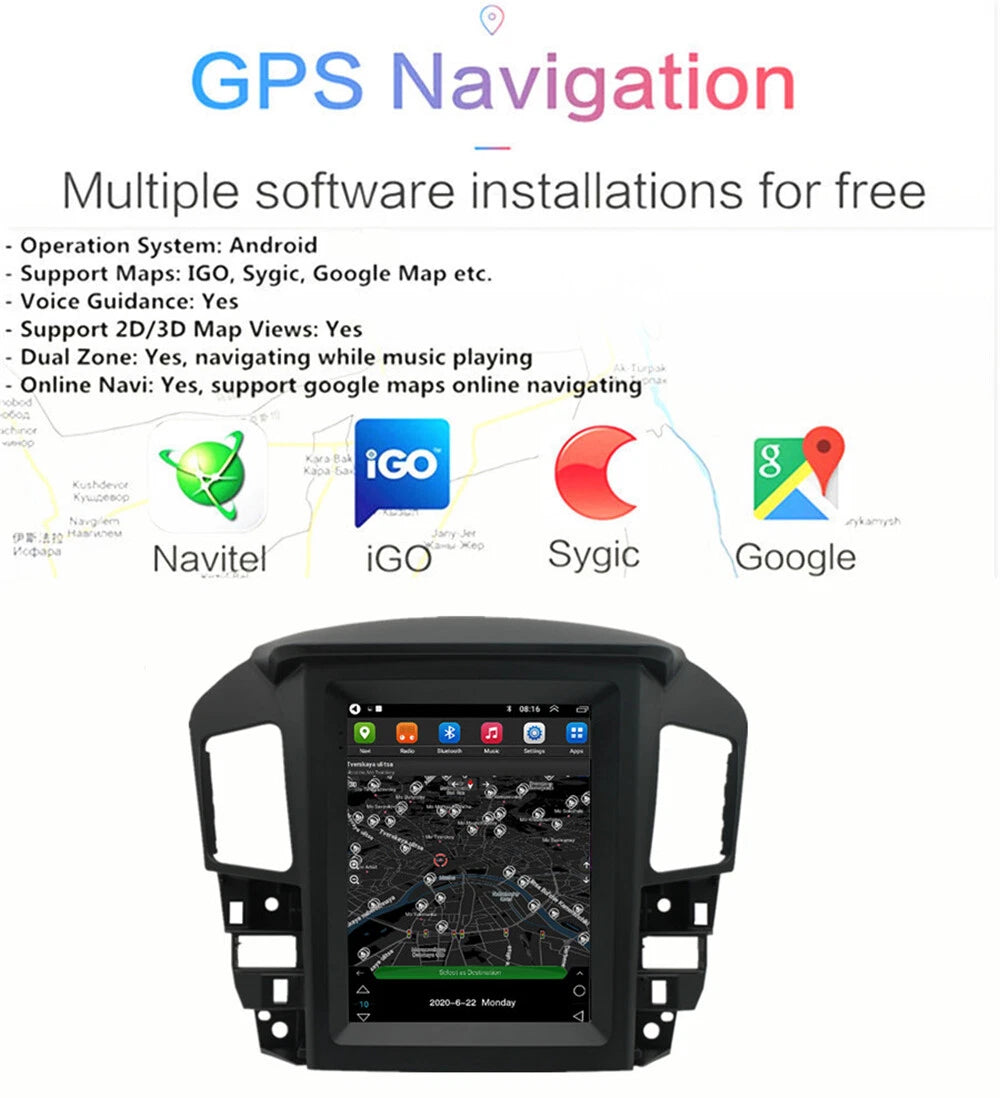 9.7'' Vertical Stereo Radio GPS for Toyota Harrier, Lexus RX300 (1998-2003)