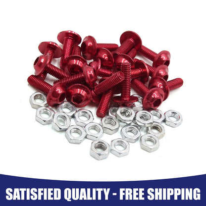 20 x M6 Red Aluminum Alloy Motorcycle Seat Bolts Screws Nuts for Universal Motorcycle