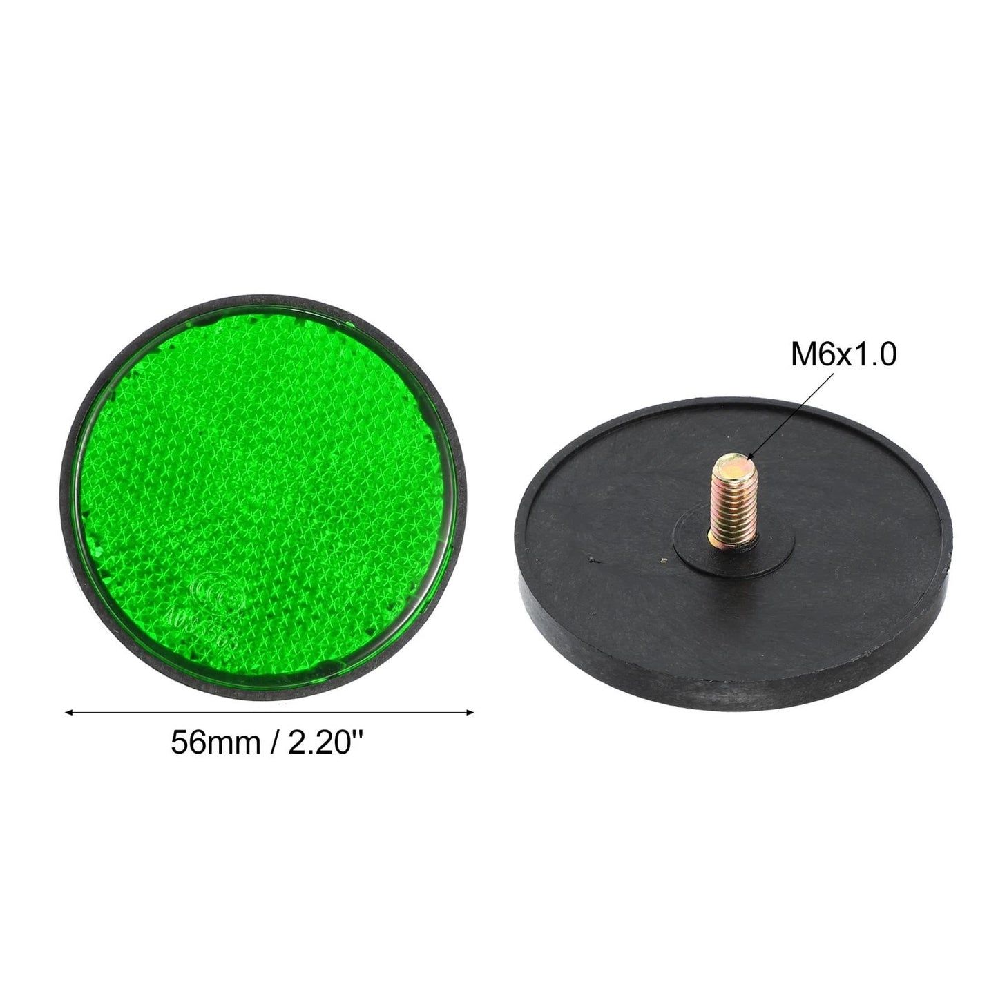 4pcs M6x1.0 Green Universal Screw Mount Round Warning Reflector for Motorcycle