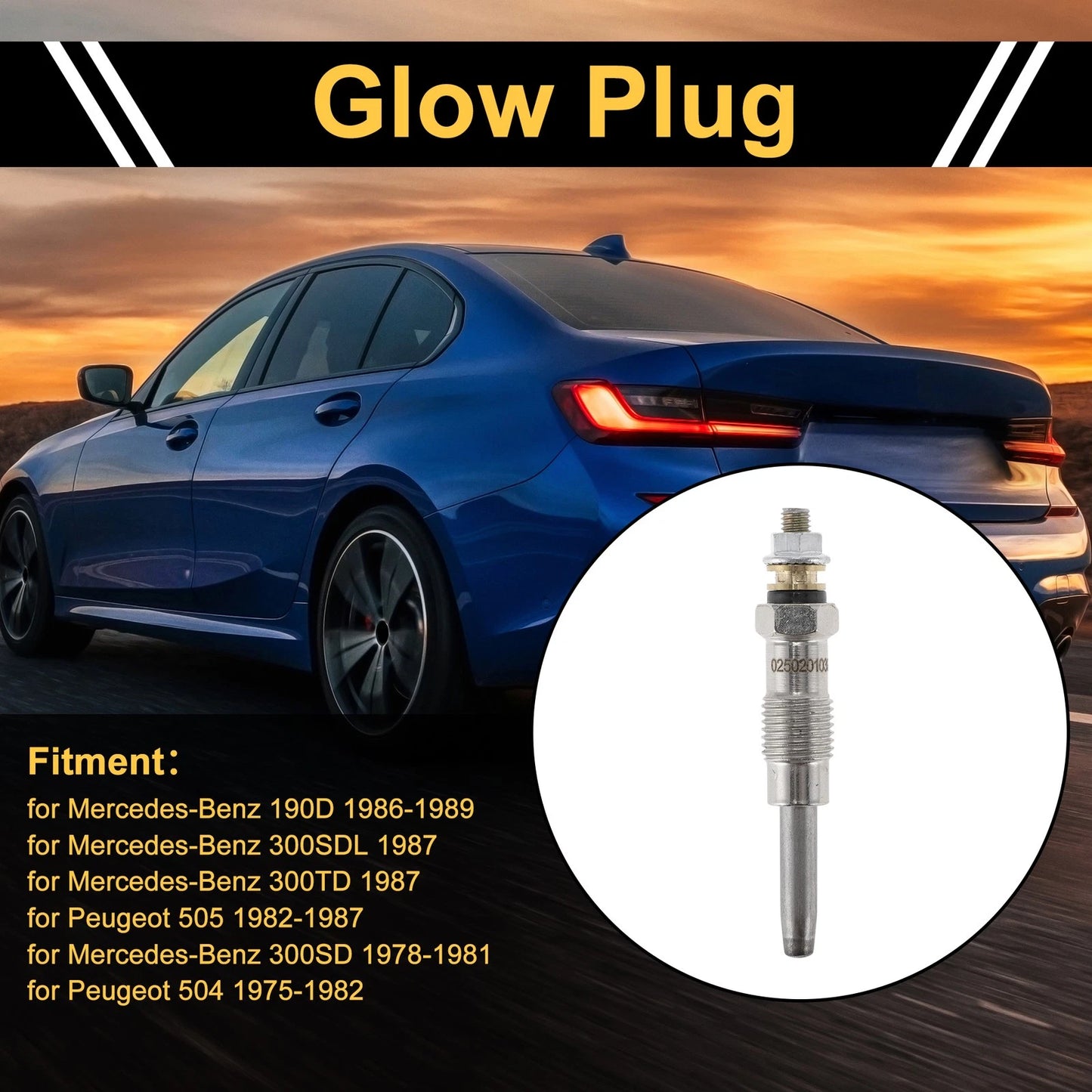 Glow Plug for Diesel Engine - Silver Tone Steel (1 Pc)