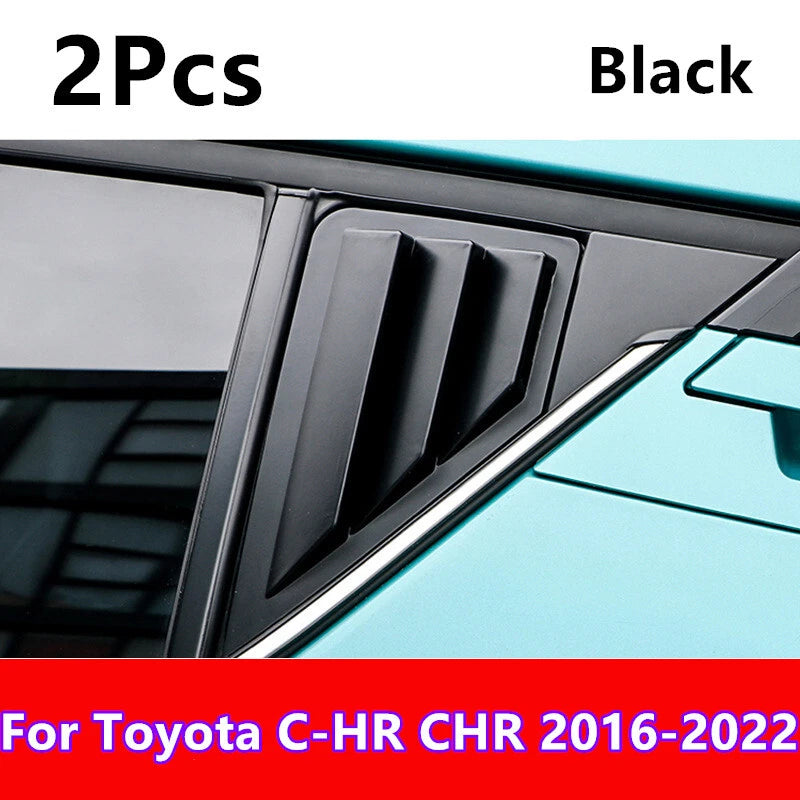 2 x Matte Black Side Window Louver Shutter Covers for Toyota C-HR (2018–2022)