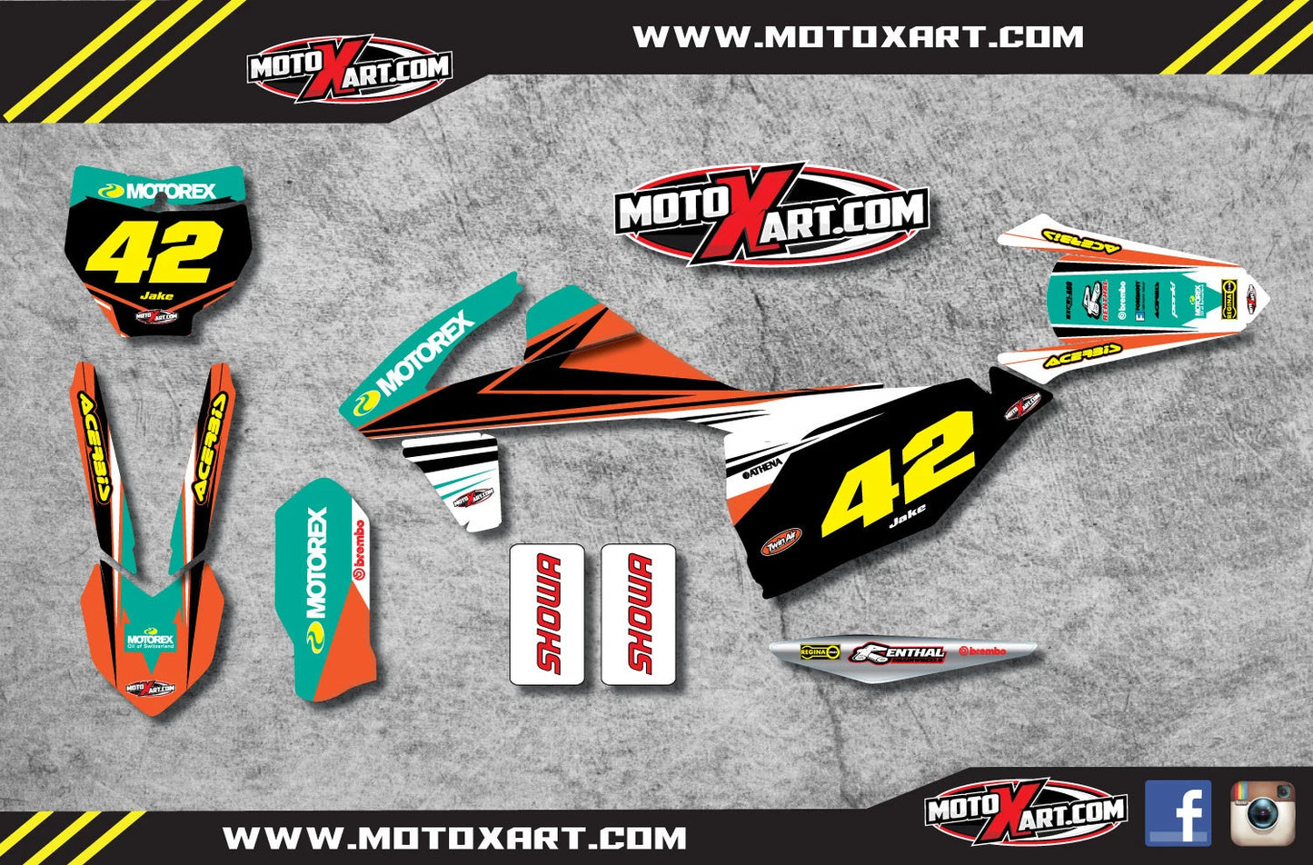Custom Graphics Full Kit STRIKE Style for KTM SX SXF 125 250 450 (2016-2017)