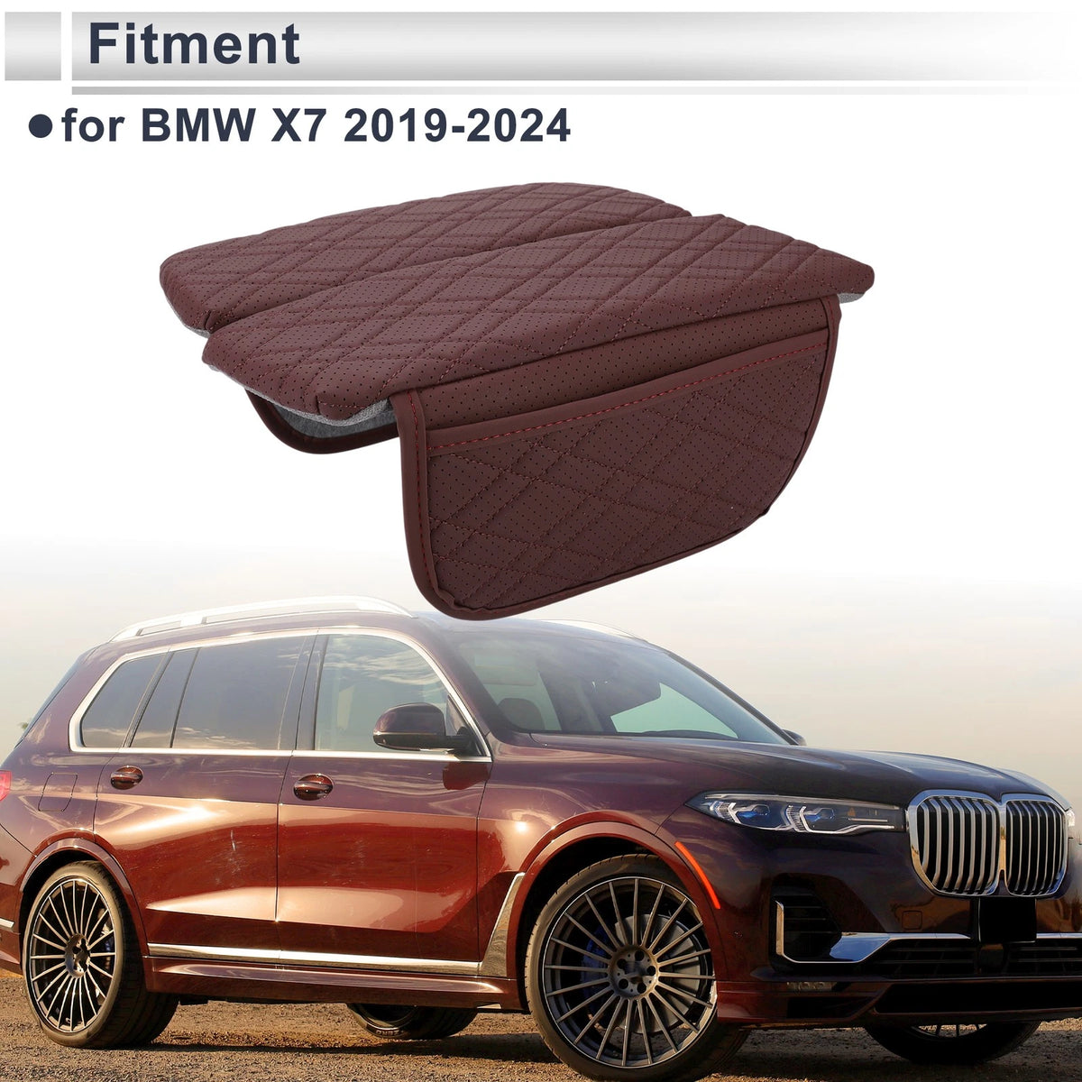 Car Center Console Cover for BMW X7 (2019-2024) - Dark Red Storage Bag 1 Set
