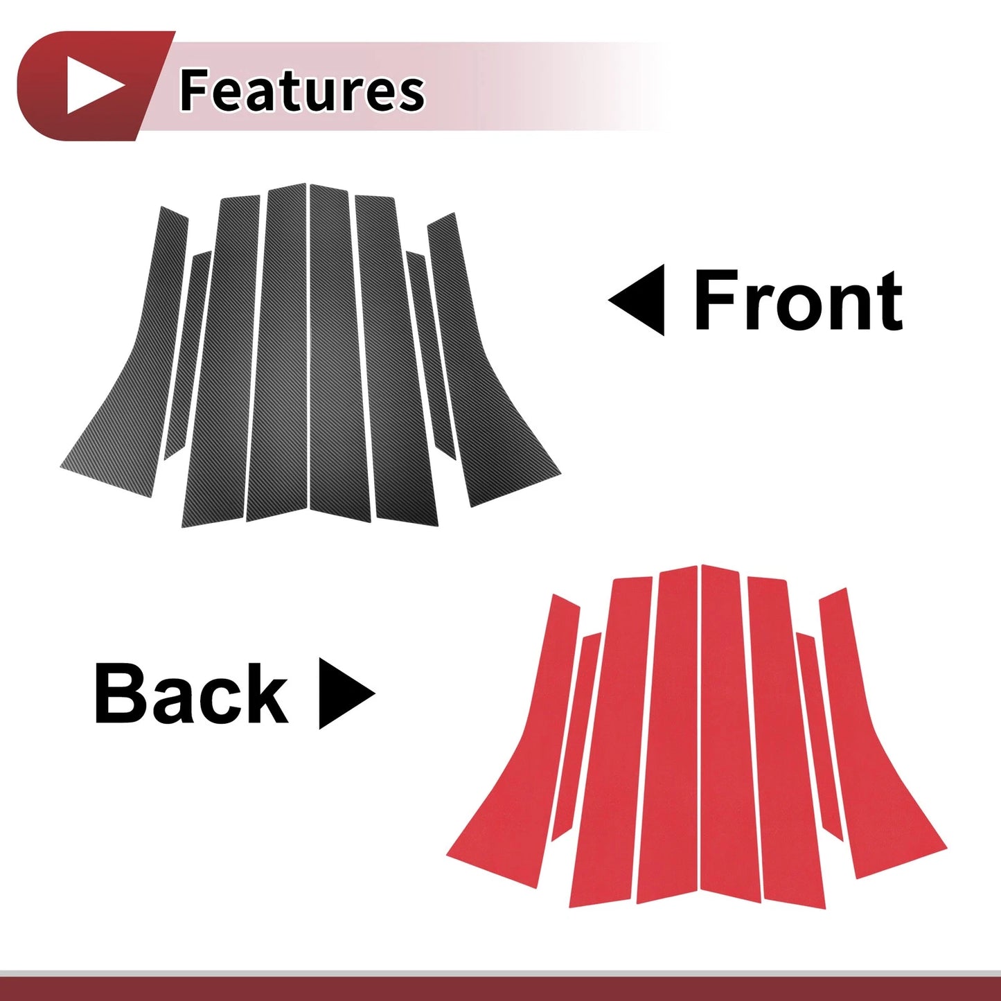 8 Pcs Door Pillar Window Trim for Honda Stream RN6-RN9 (2007-2014) Black Carbon Fiber