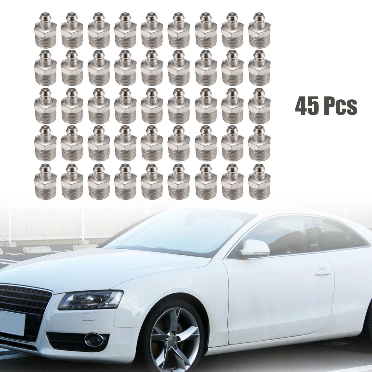 45pcs M12 x 1 Nickel Plated Grease Nipple Fitting for Motorcycle Car