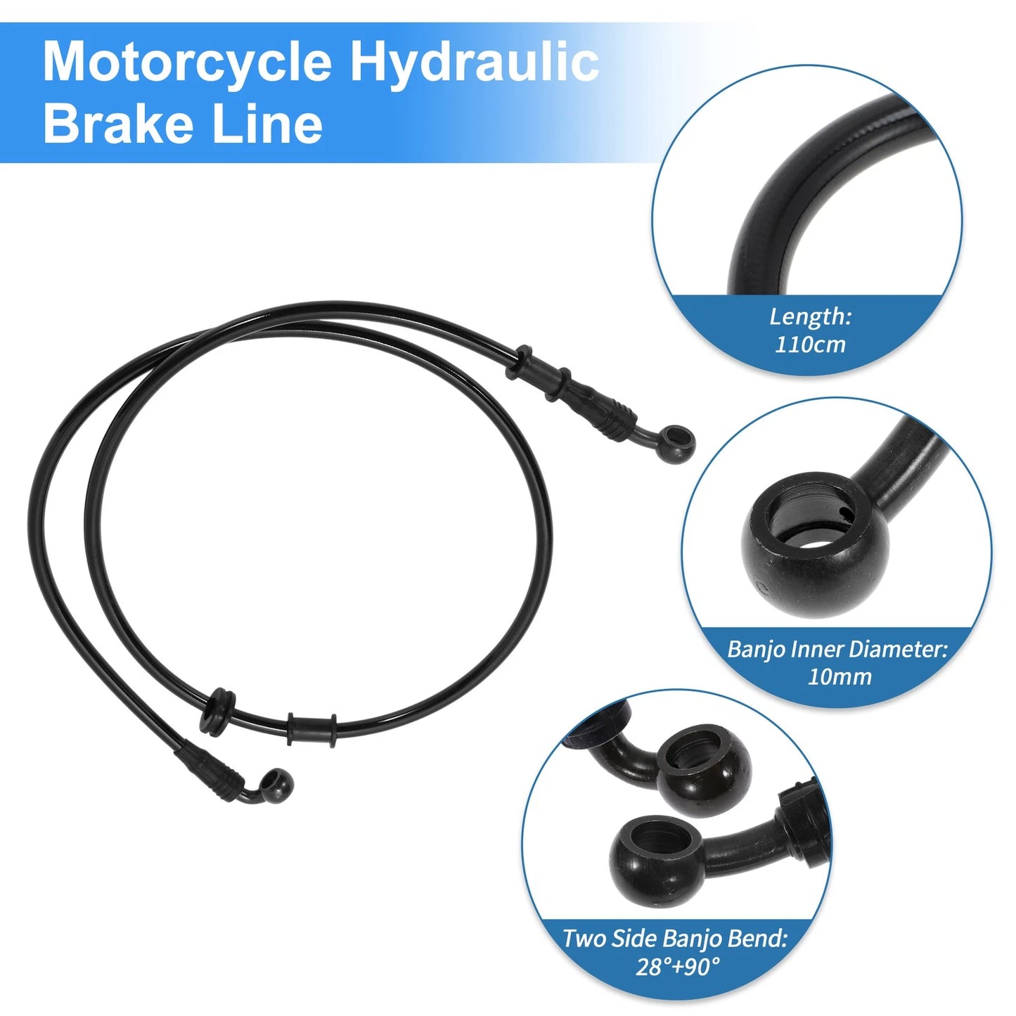 110 cm Brake Clutch Oil Hose Nylon PU Stainless Steel Wire Braid for Motorcycle