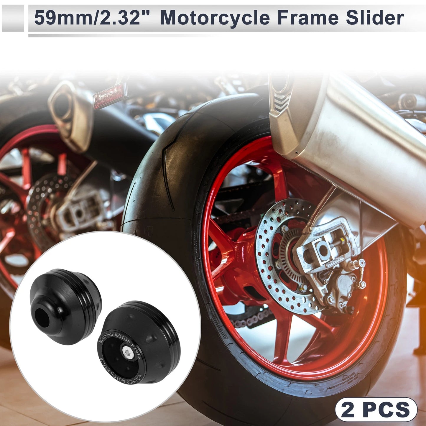 Slider Frame 15mm Aluminum Alloy Plastic 2 x Black for Motorcycle