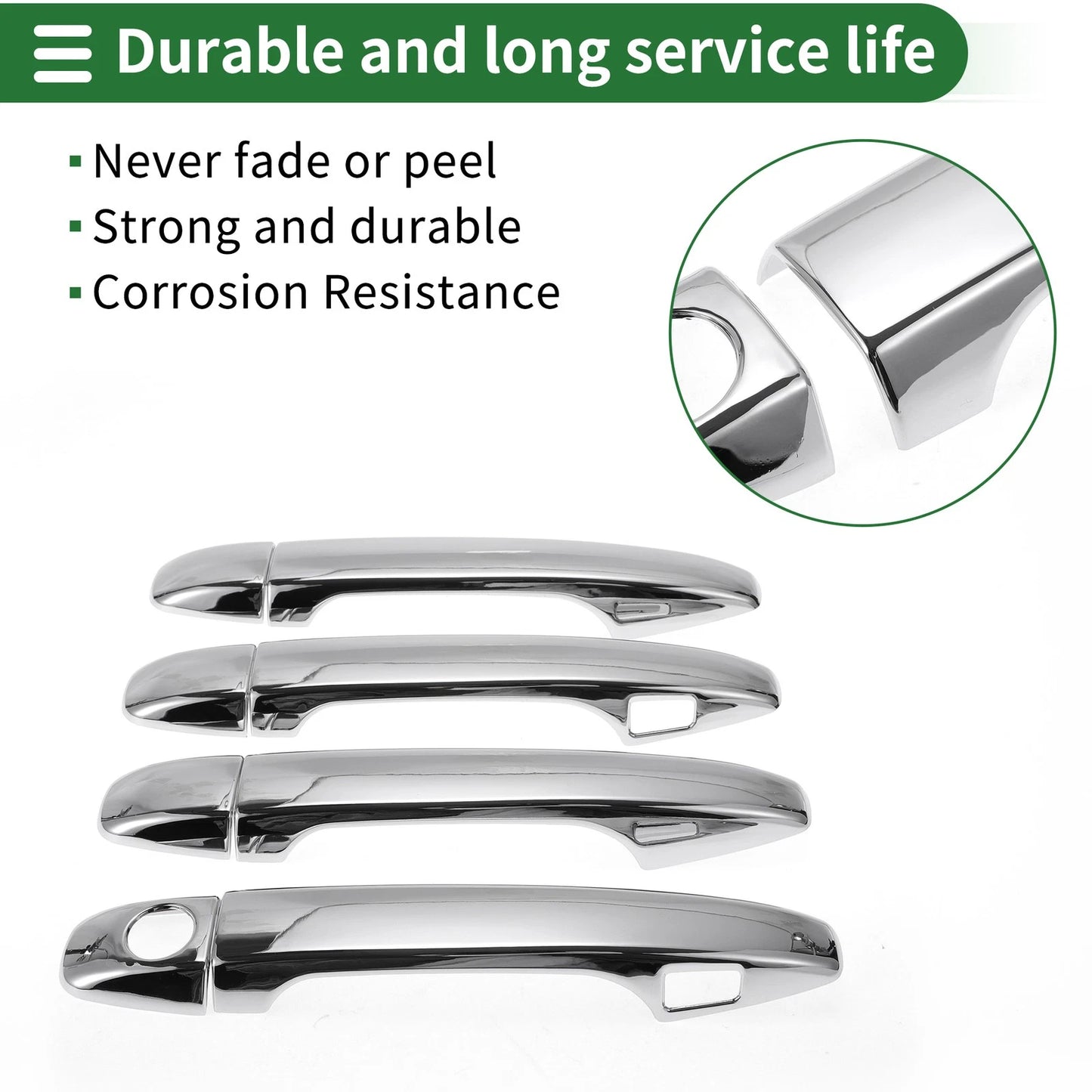 Smart Car Door Handle Cover Trim for Toyota Prius (2010-2015) Silver Tone