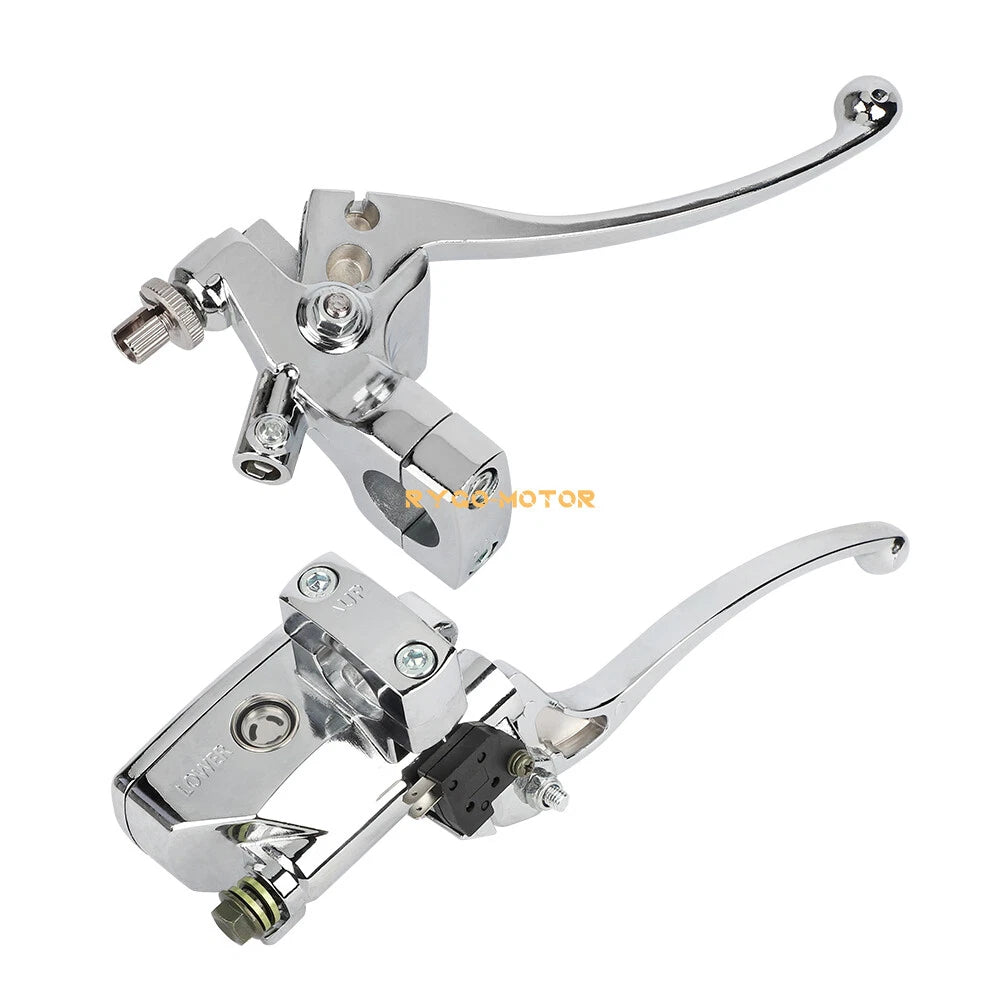 Handlebar Hydraulic Brake Master Cylinder & Clutch Lever Chrome for Motorcycle