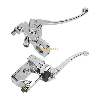 Handlebar Hydraulic Brake Master Cylinder & Clutch Lever Chrome for Motorcycle