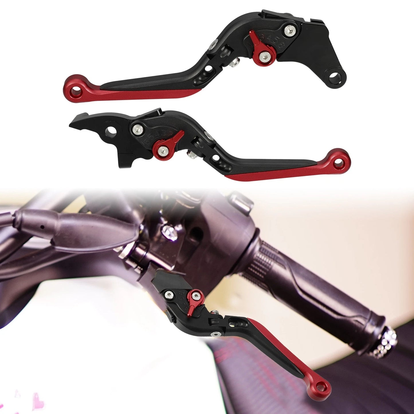 1 Pair Motorcycle Brake Clutch Levers Folding for Suzuki GSX-R125 Black Red