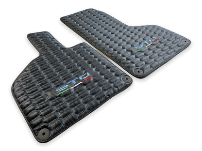 Floor Mats for Lamborghini Huracan STO Coupe Real Leather Blue Stitching