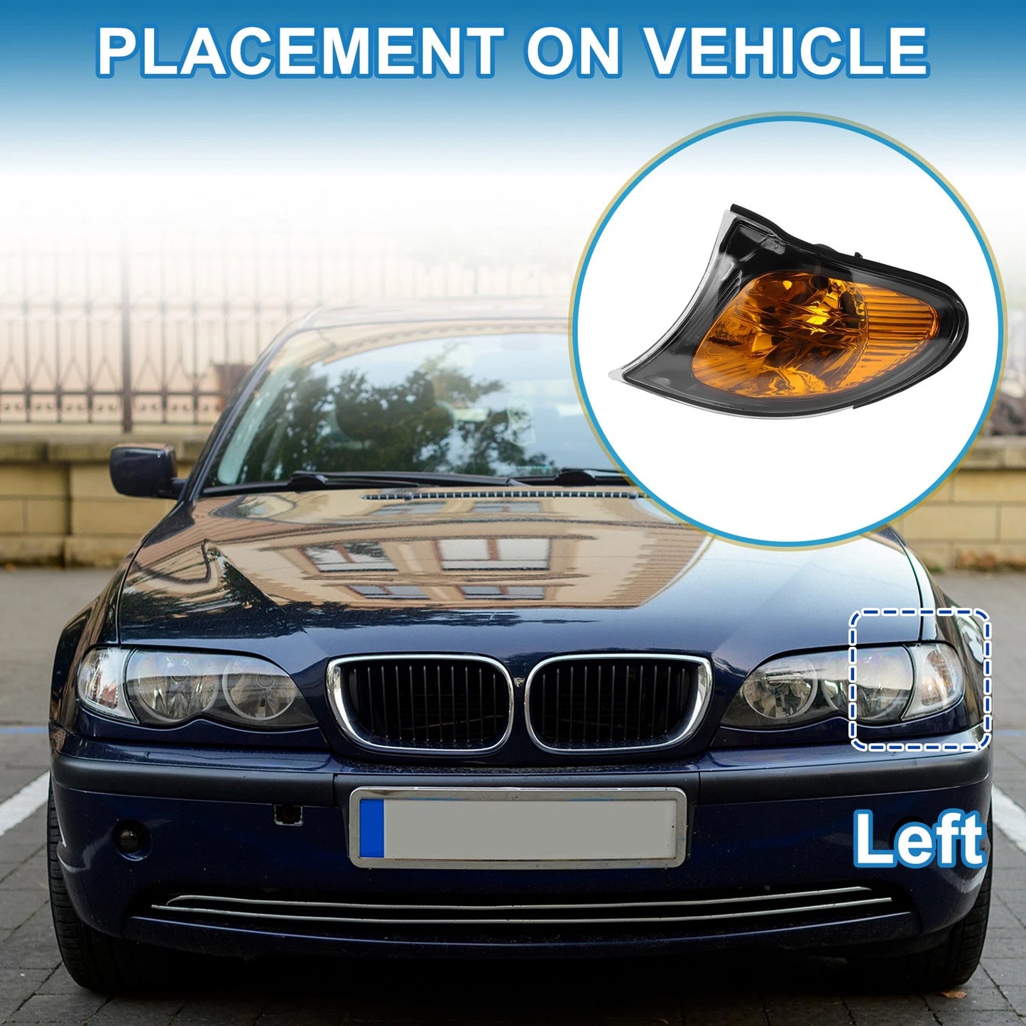 1x Left Corner Signal Light Cover for BMW 3 Series (2002 - 2005)