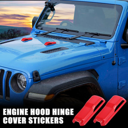 2 x Engine Hood Hinge Cover Stickers for Jeep Wrangler JL JLU (2018-2023)