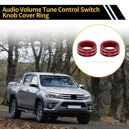 Red Audio Volume Tune Switch Knob Cover Ring for Toyota Tacoma (2020-2023)
