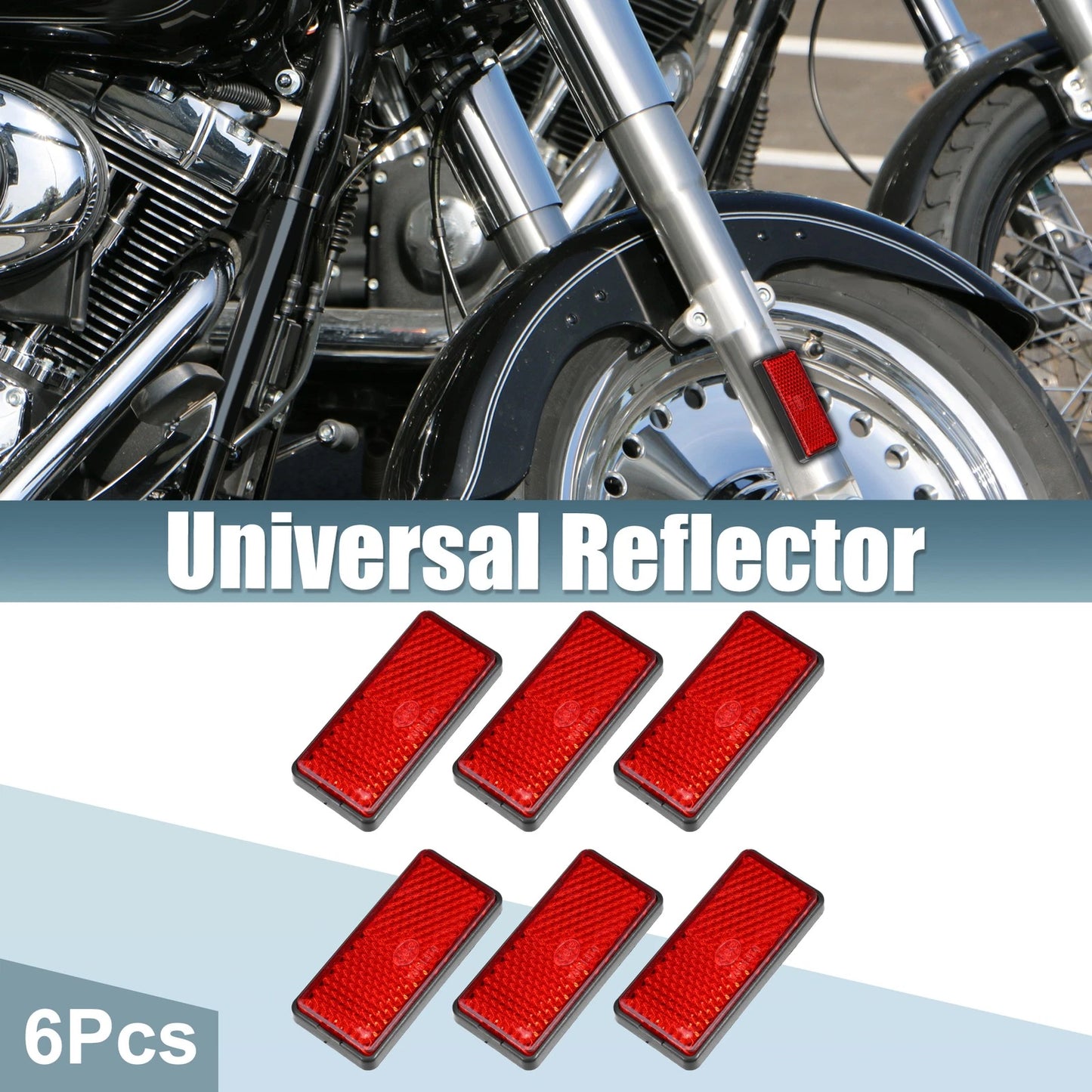 6 x Spoke Reflector Rectangular Stick-on for Motorcycle Red
