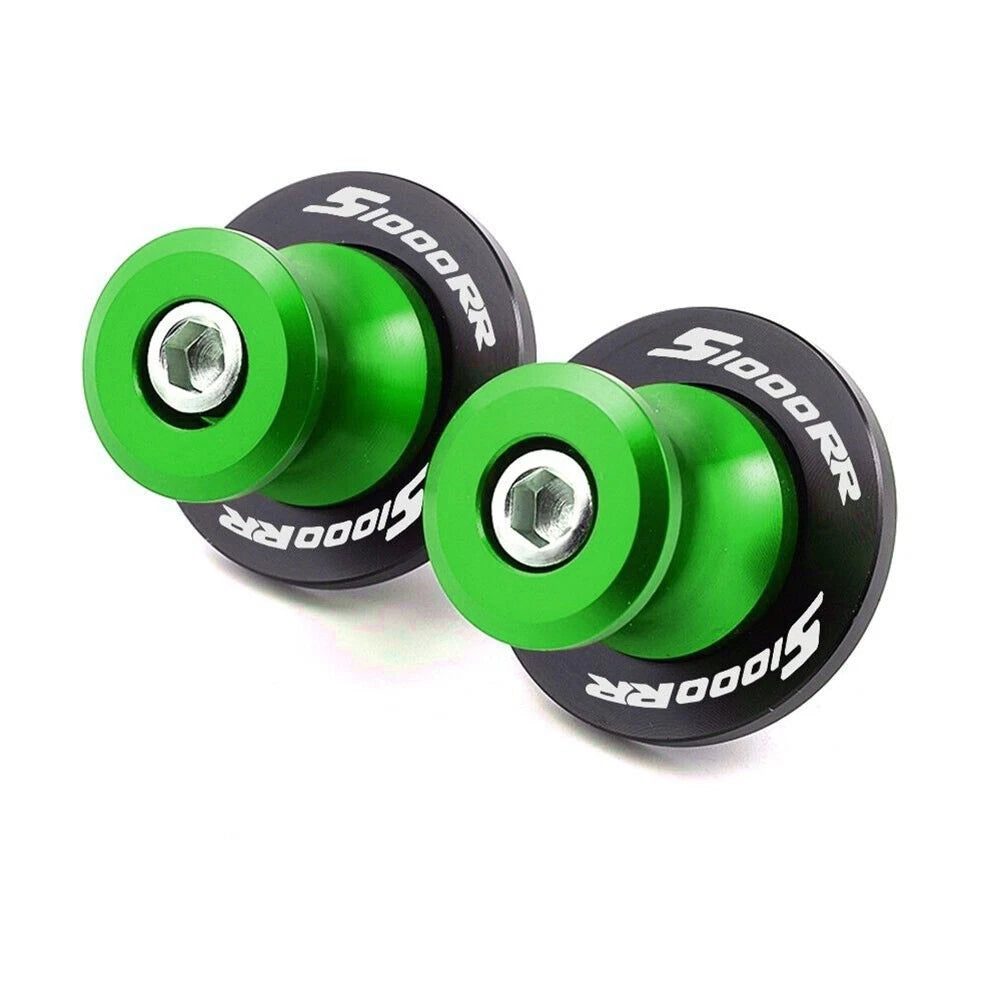 Green Swingarm Spools for BMW S1000R S1000RR (2014-2018) - 2 x M8 Stand Screws